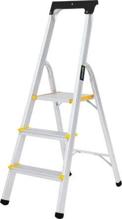 Panthera Huishoudtrap - Keukentrap 3 Treden - Aluminium - Max Werkhoogte: 2.56 Meter - Voor Particulier En Professioneel Gebruik -WerkPro Verkoopwinkel 672x1200 2