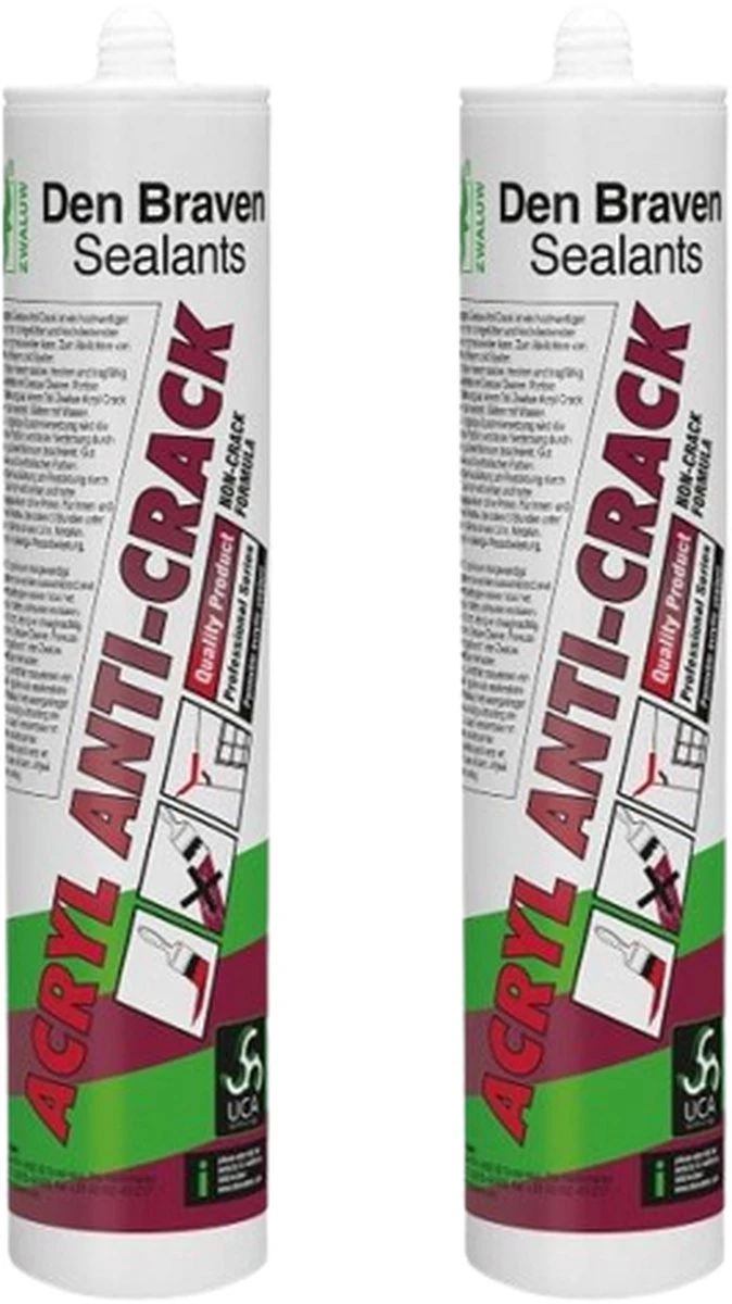 Zwaluw Acrylaatkit - Anti-Crack - Wit - Overschilderbaar - Voorkomt Scheuren In Verflaag - 2 X 310 Ml 3 Zwaluw Acrylaatkit - Anti-Crack - Wit - Overschilderbaar - Voorkomt Scheuren In Verflaag - 2 X 310 Ml
