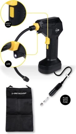 Dunlop Digitale Luchtcompressor - Bandenpomp - 12V - Digitaal Display - Max. 150PSI/ 10 Bar - Incl. Opbergtas En 2 Naalden - Autobanden En Opblaasartikelen -WerkPro Verkoopwinkel 678x1200