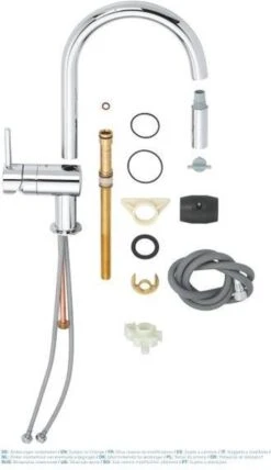 GROHE Minta Keukenkraan - Hoge Draaibare C-uitloop - Uittrekbare Handdouche - 2 Straalstanden - Chroom - 32321002 -WerkPro Verkoopwinkel 693x1200