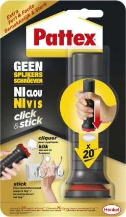 Pattex - Montagelijm - Geen Spijkers - Geen Schroeven - Click & Stick 6x30g - Lijm - Hout, Gips, Beton, Glas, Steen, Polystyreen, Keramiek
