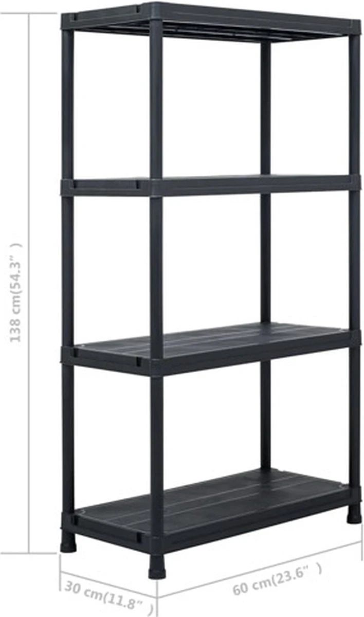 VidaXL Opbergrek 100 Kg 60x30x138 Cm Kunststof Zwart 9 VidaXL Opbergrek 100 Kg 60x30x138 Cm Kunststof Zwart - Afbeelding 7