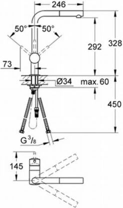 GROHE Minta Keukenkraan - L Uitloop - Uittrekbare Handdouche - RVS - 32168DC0 -WerkPro Verkoopwinkel 712x1200 2