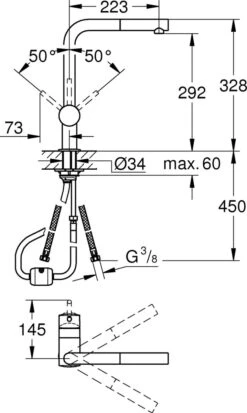 GROHE Minta Keukenkraan - Uittrekbare Handdouche - Draaibare L Uitloop - Chroom -WerkPro Verkoopwinkel 718x1200 2