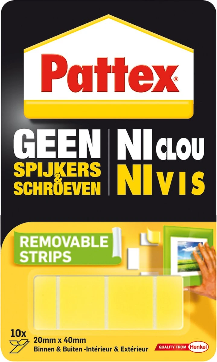 Pattex Montagetape Dubbelzijdig Strips Verwijderbaar - 10 Pcs - Montage Tape 3 Pattex Montagetape Dubbelzijdig Strips Verwijderbaar - 10 Pcs - Montage Tape
