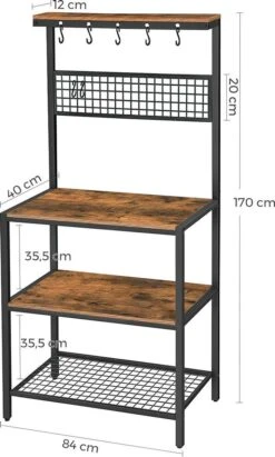 IN.HOMEXL Planet - Keukentrolley - Keukenkast - Keukenrek Staand - Industrieel - Bruin - Zwart - 84 X 40 X 170 Cm -WerkPro Verkoopwinkel 722x1200 4