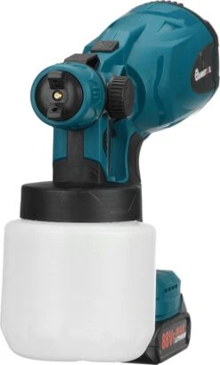 Merkloos MUSTOOL Verfspuit - Verfpistool - Verfspuiten - 1300W - 800ml - 1000ml/min - Met 3 Spuitkoppen - Voor Thuis Buiten Binnen - Voor Makita 18V Accu - Blauw Wit -WerkPro Verkoopwinkel 724x1200 21