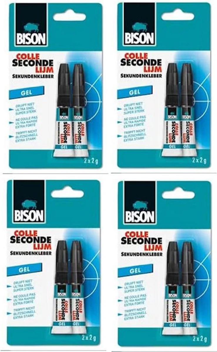 4 Pakjes Bison Secondelijm (8 Tubes) 3 4 Pakjes Bison Secondelijm (8 Tubes)