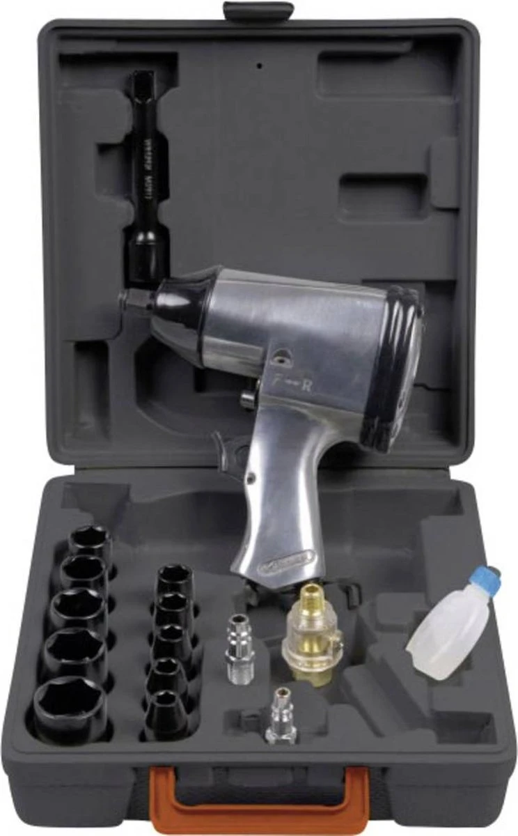 FERM Pneumatische Slagmoersleutel Universele DIN / Orion Aansluiting - Incl. 10-delige Doppenset En Opbergkoffer 13 FERM Pneumatische Slagmoersleutel Universele DIN / Orion Aansluiting - Incl. 10-delige Doppenset En Opbergkoffer - Afbeelding 11