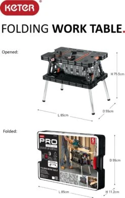 Keter Inklapbare Werktafel - 85x55x75.5cm - Zwart -WerkPro Verkoopwinkel 759x1200 3
