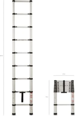 WOLFGANG Telescopische Ladder Van Lichte Gewicht Aluminium | Uitklapbare Ladder 131 Gecertificeerd | Uitschuifbare Ladder Van 2 | 64 Meter -WerkPro Verkoopwinkel 771x1200 5