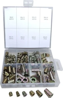 Merkloos Rampamoer Set 165 Delig Om Een M4 T/m M8 Bout Schroefdraad Aansluiting In Hout Te Maken.