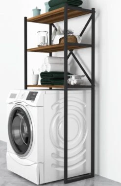 Badkamerrek - Doucherek - Walnoot - Wasmachine Rek – Wasmachine Ombouw - Opbergrek Voor Boven Wasmachine - Wasmachine Kast - Wasmachine Meubel - Kast Voor Wasmachine - Opbergrek Wasmachine -WerkPro Verkoopwinkel 780x1200 3