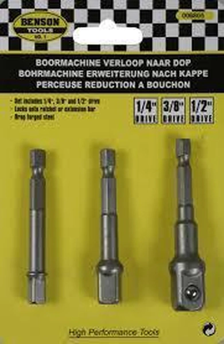 Benson Boormachine Verloop Naar Dop 1/4" - 3/8" - 1/2" 9 Benson Boormachine Verloop Naar Dop 1/4" - 3/8" - 1/2" - Afbeelding 7