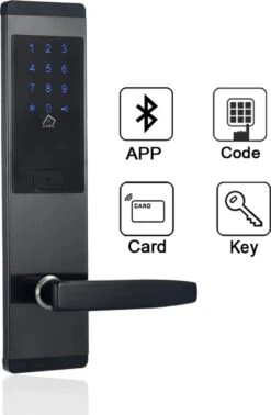 Metro Smart Doorlock - Slimme Deurslot - Deurklink Met Vingerafdruk - Met APP & WiFi - BlueTooth - Kantoor Of Hotel Slot - Zwart - Anti Inbraak - TT LockApp