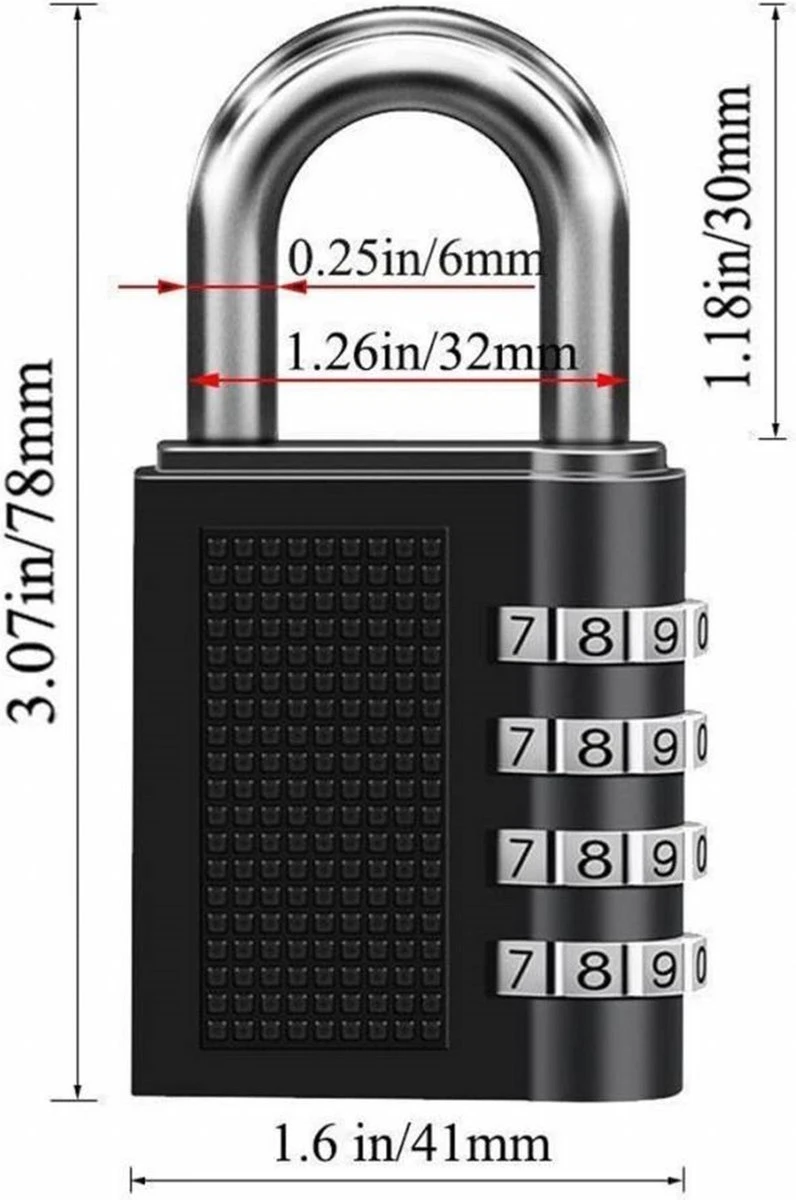 Merkloos Hangslot - Cijferslot - 80 Mm 11 Merkloos Hangslot - Cijferslot - 80 Mm - Afbeelding 9