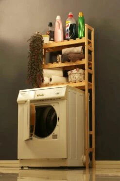 Double T Concept® Wasmachinekast – Opbergrek – Wc Kastje - Badkamer Rek - Opbergkast - 68x22x160cm