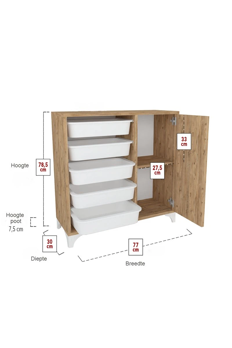 Kinderkast – Lichtbruin 5 Lades - Keukenkast - Speelgoedkast 8 Kinderkast – Lichtbruin 5 Lades - Keukenkast - Speelgoedkast - Afbeelding 6