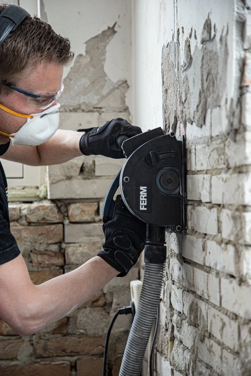 FERM WSM1009 Muurfrees - Freesmachine - 1700W - Met 2 Diamantschijven 125mm - Laser - Stofzuigadapter - Stevige Opbergkoffer 9 FERM WSM1009 Muurfrees - Freesmachine - 1700W - Met 2 Diamantschijven 125mm - Laser - Stofzuigadapter - Stevige Opbergkoffer - Afbeelding 7
