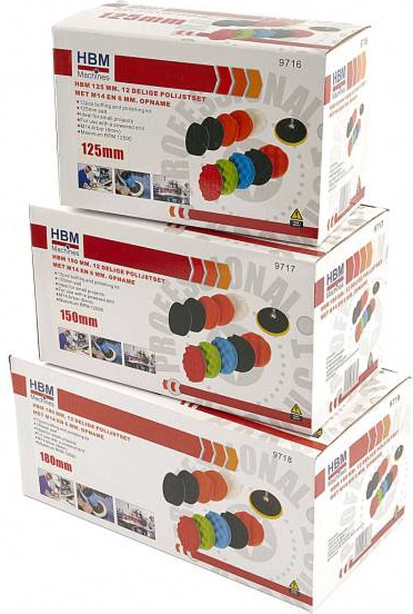 12 Delige 125 Mm Polijst Set Met M14 En 6 Mm Opname 4 12 Delige 125 Mm Polijst Set Met M14 En 6 Mm Opname - Afbeelding 2