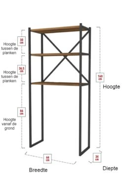 Badkamerrek - Doucherek - Walnoot - Wasmachine Rek – Wasmachine Ombouw - Opbergrek Voor Boven Wasmachine - Wasmachine Kast - Wasmachine Meubel - Kast Voor Wasmachine - Opbergrek Wasmachine -WerkPro Verkoopwinkel 809x1200 10