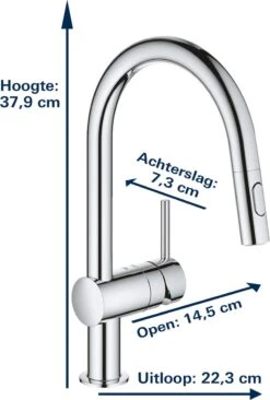 GROHE Minta Keukenkraan - Hoge Draaibare C-uitloop - Uittrekbare Handdouche - 2 Straalstanden - Chroom - 32321002 -WerkPro Verkoopwinkel 810x1200 2