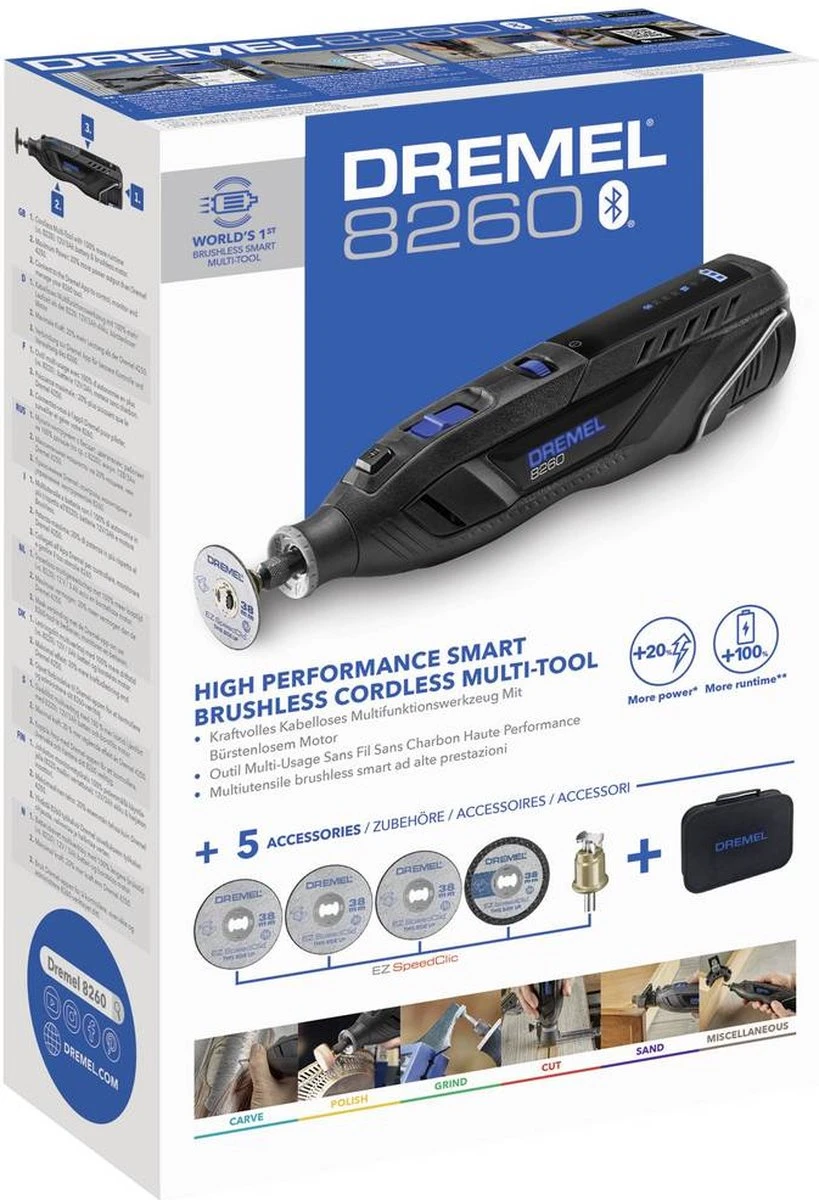 Dremel 8260 Multitool - Met Accu En Lader - Incl. Accessoires 11 Dremel 8260 Multitool - Met Accu En Lader - Incl. Accessoires - Afbeelding 9