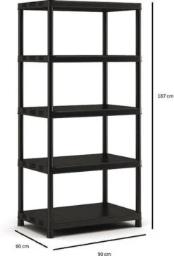 Keter Kunststof Opbergrek - Extra Diep - 400 Kg Draagkracht - 5 Planken - 60x90x187cm - Zwart -WerkPro Verkoopwinkel 819x1200 6