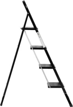 Kibani Keukentrapje - 4 Treden - Huishoudtrap - Keukentrap - Opstapje - Metaal - Opvouwbaar - Inklapbaar - Zwart - Antislip - Stevig -WerkPro Verkoopwinkel 823x1200 2