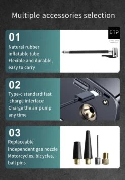GTP Draagbare Luchtcompressor - Elektrische Bandenpomp - Luchtcompressor Oplaadbaar - Fiets Motor Auto En Ballen - Powerbank - Zaklamp -WerkPro Verkoopwinkel 836x1200 1