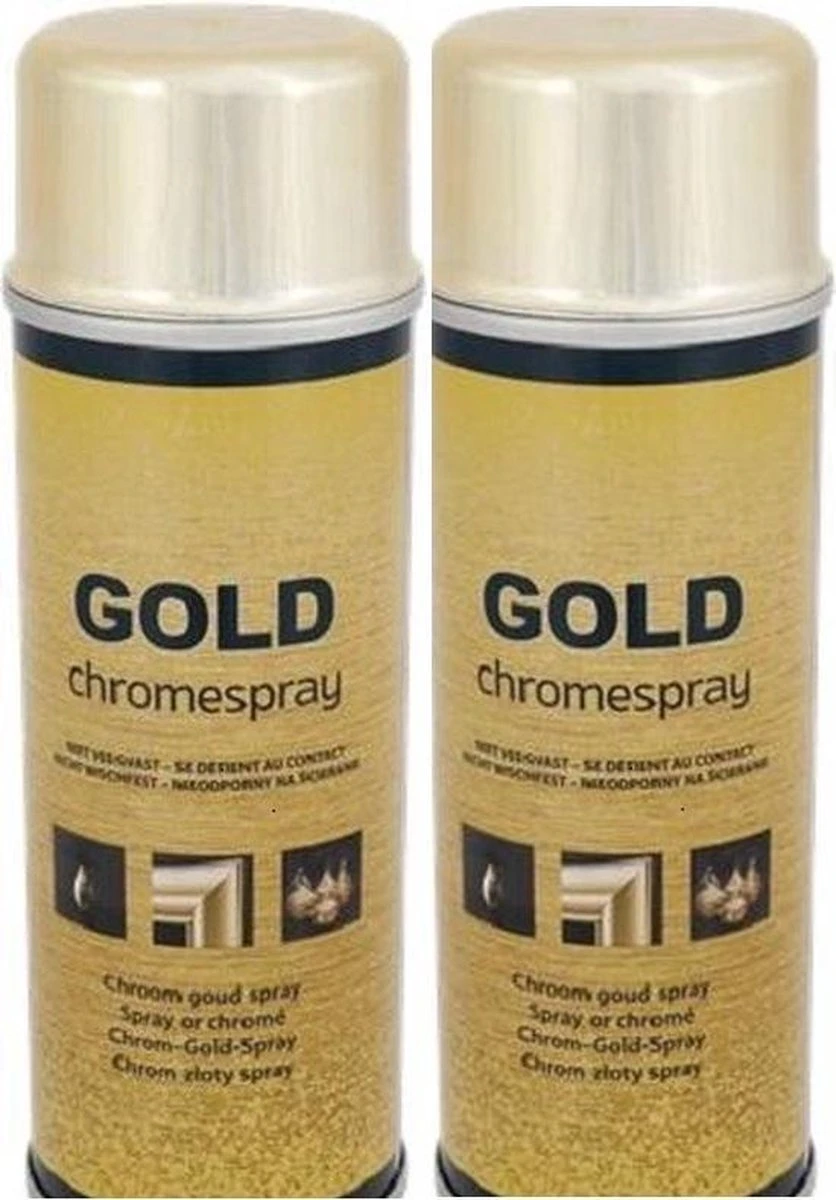 2x Gold Chromespray - Chrome Spray Goud - Spuitbus | Spuitverf - 200 Ml X2 3 2x Gold Chromespray - Chrome Spray Goud - Spuitbus | Spuitverf - 200 Ml X2