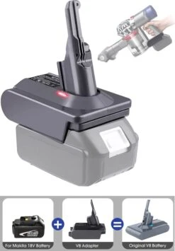 Merkloos Accu Adapter Geschikt Voor Dyson V8 Batterij V.02 - Geschikt Voor Makita 18V Li-Ion Accu BL1830 BL1850 BL1860 - Converter Geschikt Voor Dyson V8 Animal Absolute Stofzuiger Handstofzuiger