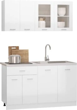 Decoways - 4-delige Keukenkastenset Spaanplaat Hoogglans Wit -WerkPro Verkoopwinkel 836x1200 5