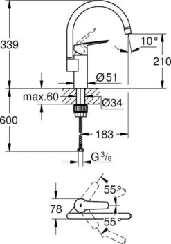 GROHE QuickFix Start Keukenmengkraan - Draaibare Uitloop - Chroom - 30469000 -WerkPro Verkoopwinkel 839x1200 1