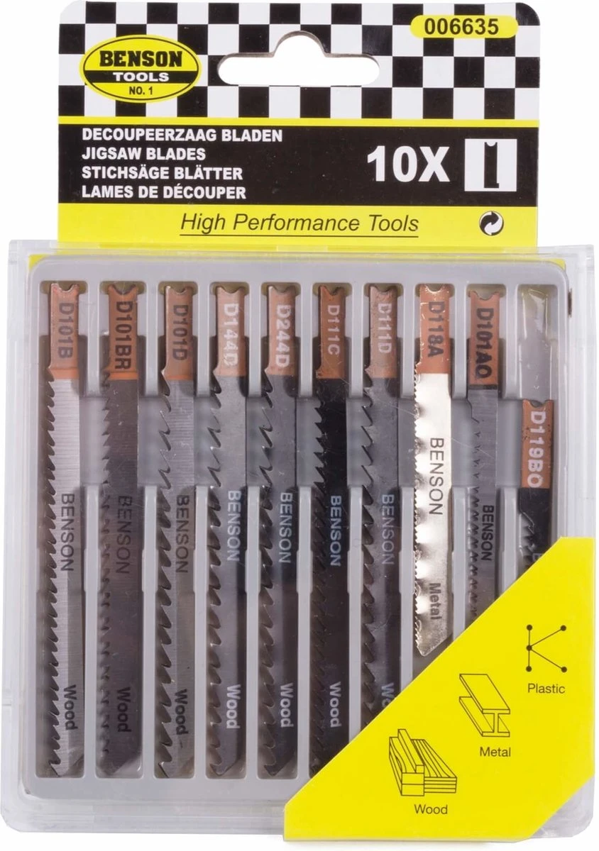 Benson Universele Decoupeerzaagbladen Met U - Schacht Voor Hout & Metaal - 10 Delig 6 Benson Universele Decoupeerzaagbladen Met U - Schacht Voor Hout & Metaal - 10 Delig - Afbeelding 4