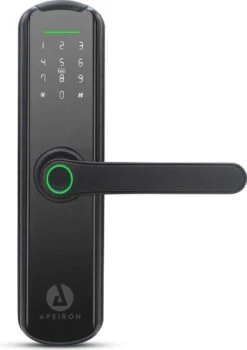 Apeiron Smart Lock - Slim Deurslot - Werkt Op Batterijen & App - Deurklink Met Vingerafdruk - Deurklink Met App - Intelligent Smartlock - Wi-Fi Deurklink - Codevergrendeling - Kantoorslot Smart Deurklink