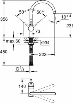 GROHE Minta Keukenkraan Mat Zwart - C-uitloop - Draaibaar - 32917KS0 20 GROHE Minta Keukenkraan Mat Zwart - C-uitloop - Draaibaar - 32917KS0 -WerkPro Verkoopwinkel 849x1200 4