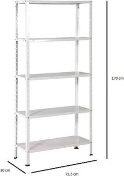 Opbergrek - 300 Kg Draagkracht - 170 Cm Hoog - 73 Cm Breed – 5 Verstelbare Legborden - Metaal - Wit -WerkPro Verkoopwinkel 850x1200 7