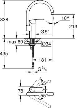 GROHE Wave Cosmopolitan Keukenkraan - Hoge Uitloop - Chroom -WerkPro Verkoopwinkel 855x1200 4