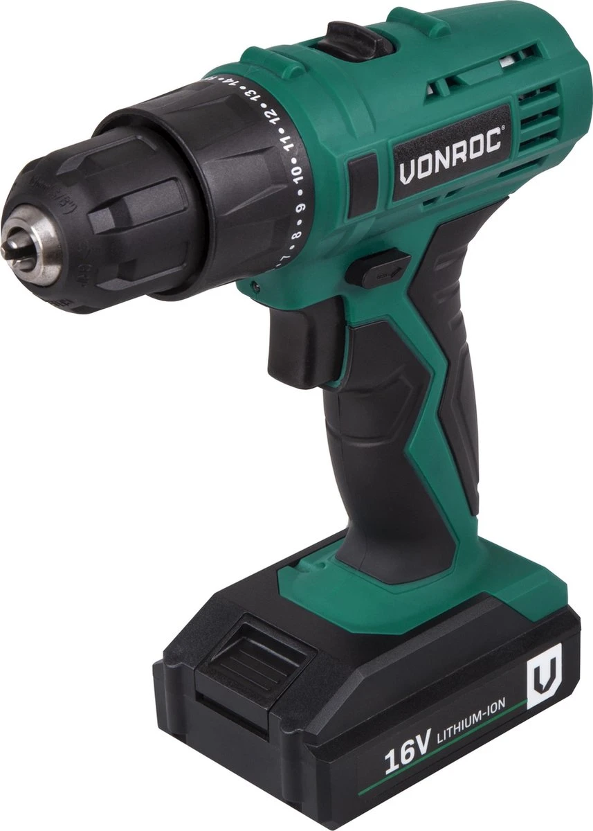VONROC Accuboormachine – 16V – 1.5Ah – Incl. Accu, Sneloplader, 2 Schroefbits & Opbergtas 3 VONROC Accuboormachine – 16V – 1.5Ah – Incl. Accu, Sneloplader, 2 Schroefbits & Opbergtas