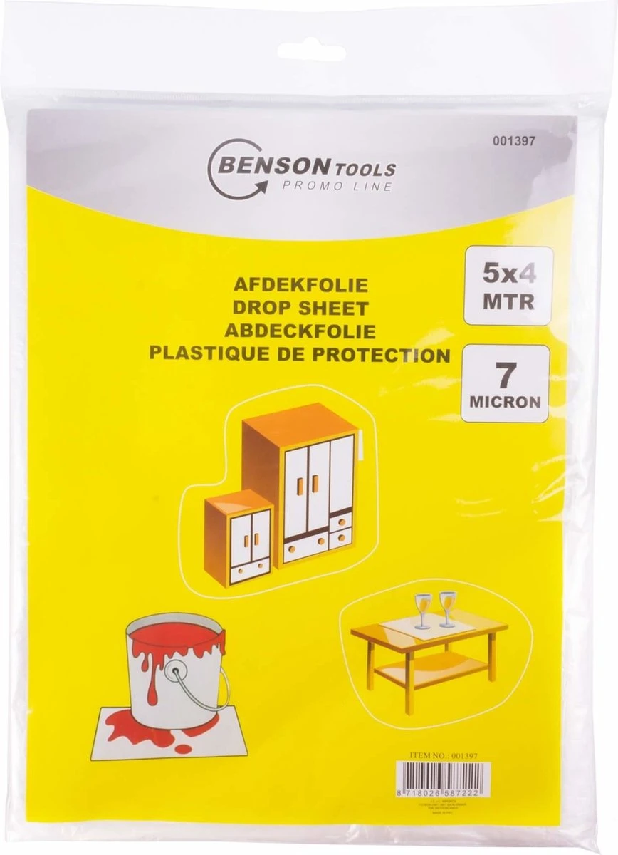 Benson Afdekfolie 5 X 4 Meter - Dikte 7 Mu 7 Benson Afdekfolie 5 X 4 Meter - Dikte 7 Mu - Afbeelding 5