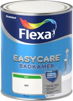 Flexa Easycare - Muurverf Mat - Badkamer - Wit - 1 Liter