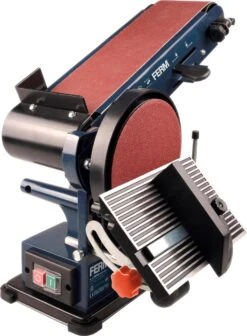 FERM BGM1022 Tafel Schijf- Bandschuurmachine - 350W Incl. 2 Schuurbanden (K80 & K120) -WerkPro Verkoopwinkel 882x1200 1