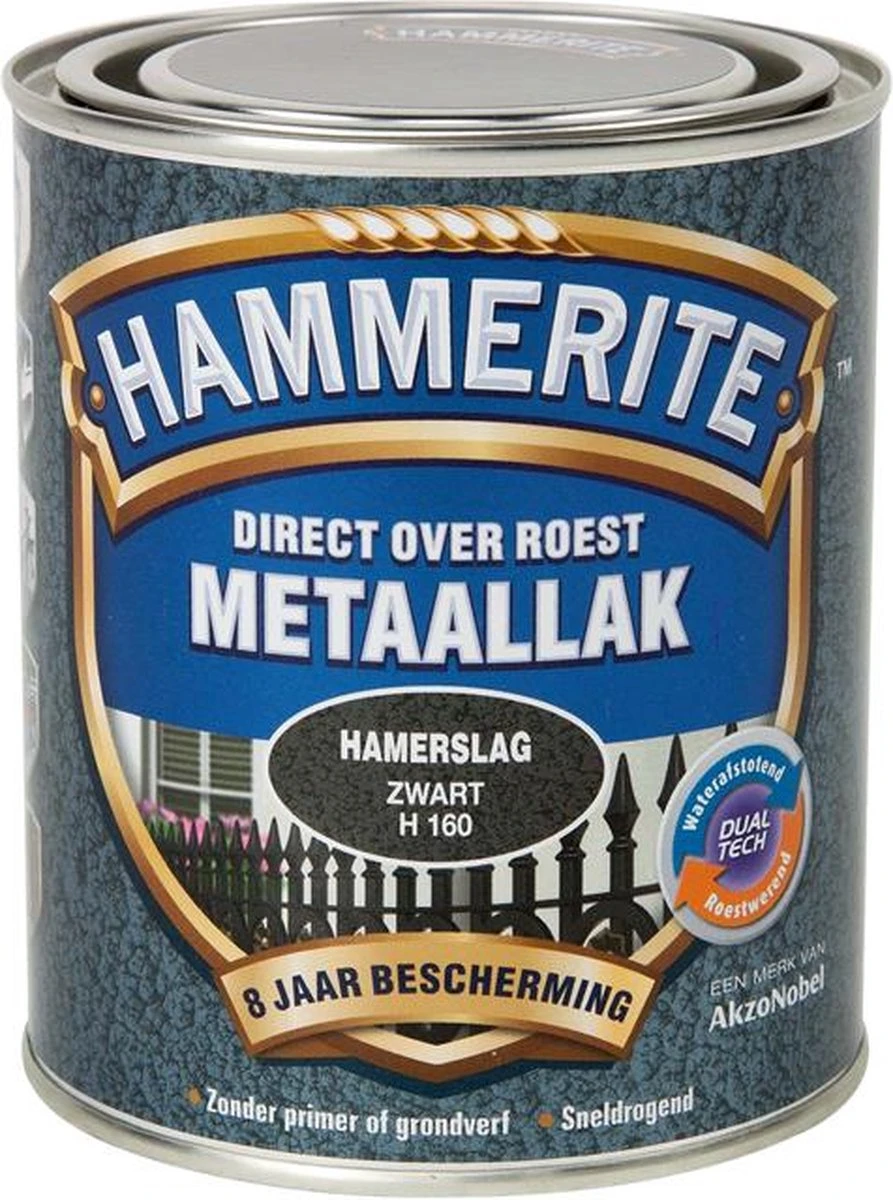 Hammerite Hamerslag Metaallak - Zwart - 750 Ml 4 Hammerite Hamerslag Metaallak - Zwart - 750 Ml - Afbeelding 2