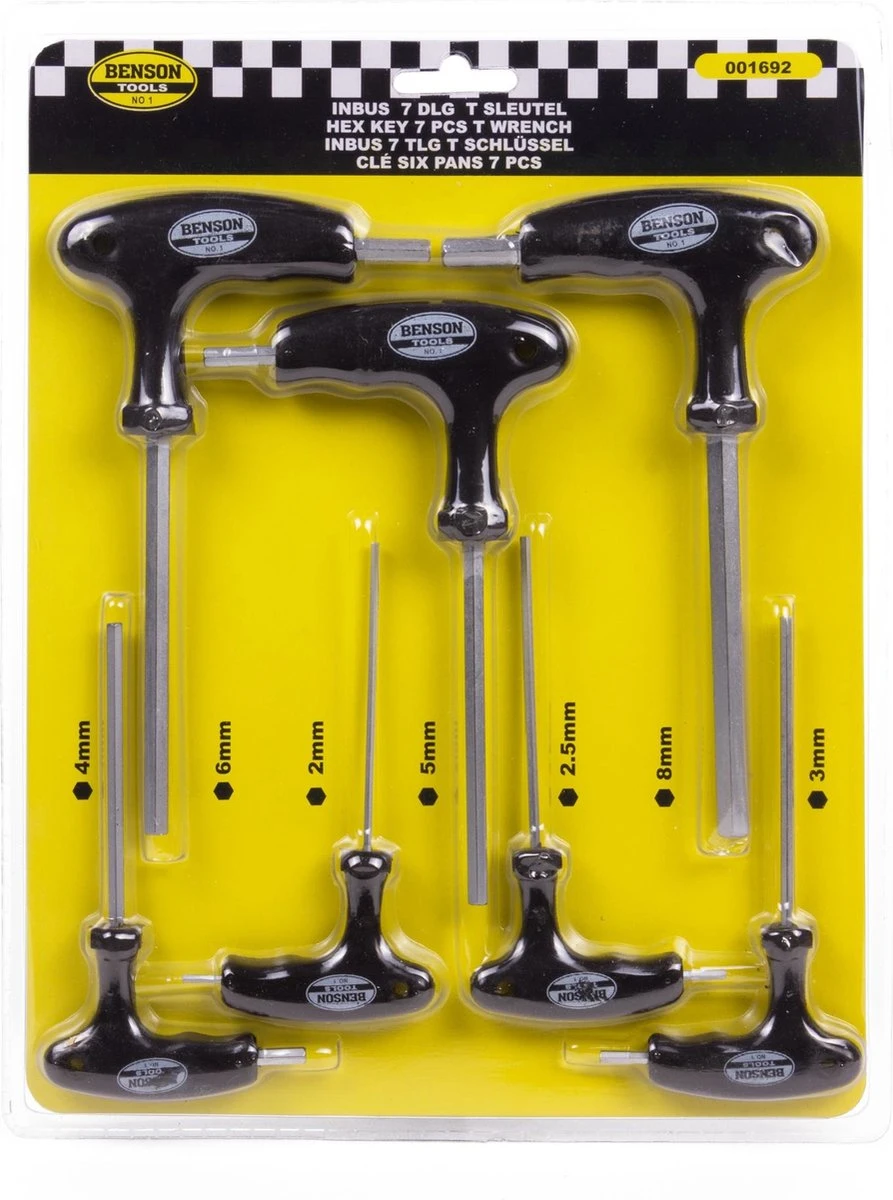 Benson Inbussleutelset - Inbus Met T-greep - 7 Delig 4 Benson Inbussleutelset - Inbus Met T-greep - 7 Delig - Afbeelding 2