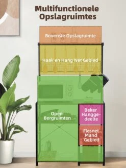 Homimaster Keukenkast-Industrieel Keukenonderkasten Met 12 Haken - Groot Vrijstaand Keukenplank Voor Magnetron En Kookgerei - Afmetingen 90 X 40 X 160 Cm - Vintage Bruin En Zwart -WerkPro Verkoopwinkel 900x1200 40