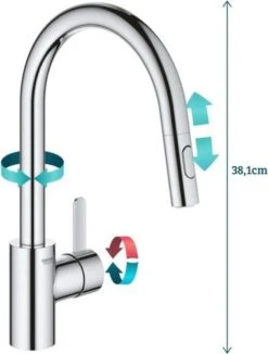 GROHE Eurosmart Cosmopolitan Keukenkraan - Met Uittrekbare Handdouche - 2 Straalsoorten - Hoge Draaibare Uitloop - Chroom -WerkPro Verkoopwinkel 909x1200 1