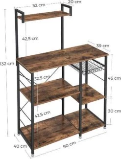 MIRA Home - Keukenkast - Keukenrek Staand - Industrieel - Hout - Bruin/Zwart - 40x90x132 -WerkPro Verkoopwinkel 911x1200 3