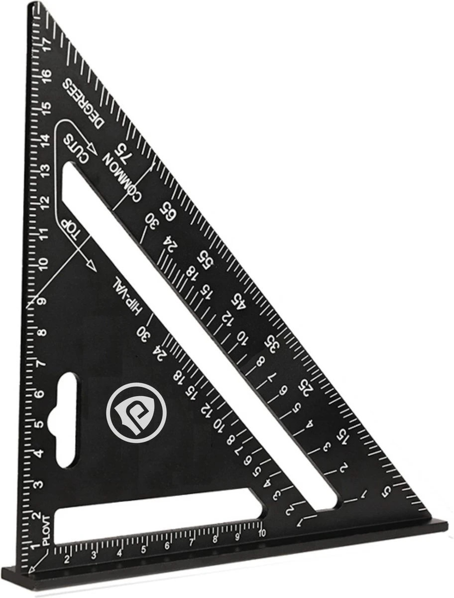 Detepo Winkelhaak - Timmerman Meet Driehoek - Blokhaak Gemaakt Van Metaal - Speed Square - 5 In 1 Gradendriehoek - Zwart 3 Detepo Winkelhaak - Timmerman Meet Driehoek - Blokhaak Gemaakt Van Metaal - Speed Square - 5 In 1 Gradendriehoek - Zwart