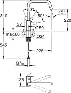 GROHE QuickFix Start Keukenmengkraan - Hoge U Uitloop - Draaibaar - Chroom - 30470000 -WerkPro Verkoopwinkel 913x1200 1